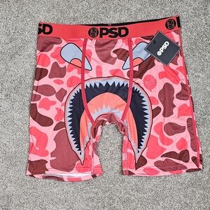 Nwt- PSD Shark Bite Red Pink Camo Boxer Briefs L – Stretch Comfort